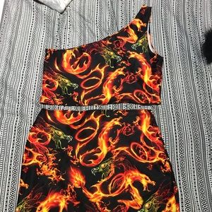 DRAGON FIRE SPANDEX CO ORD MATCHING SET